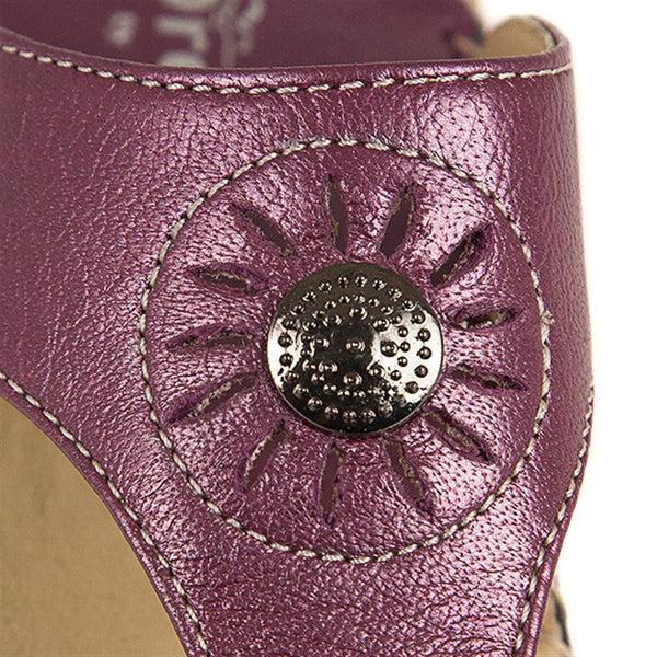 pavers Leather Toe Post with Metal Centre Stud - Purple