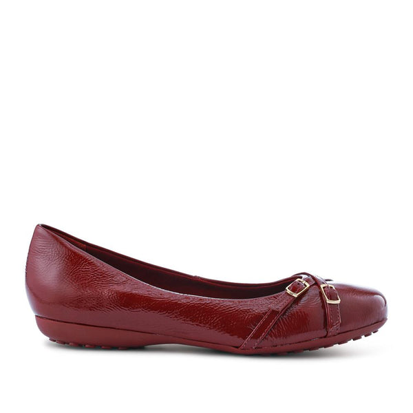 pavers Lightweight Leather Ballet Pumps - Burgundy Patent