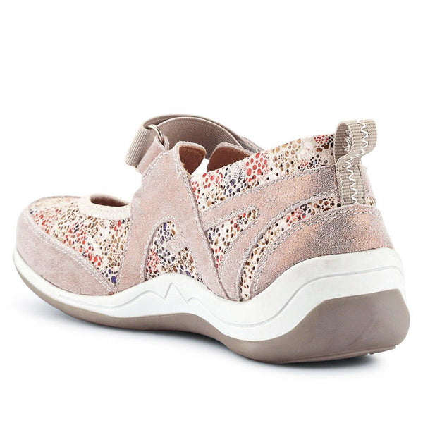 Pavers Lightweight Mary-Jane Ladies Trainers - Beige Multi