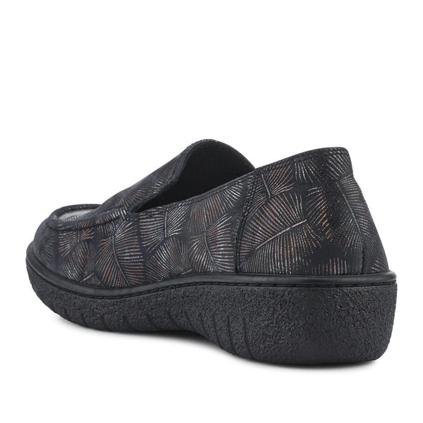 Pavers Loretta Smart Leather Loafers - Black-Metallic Print