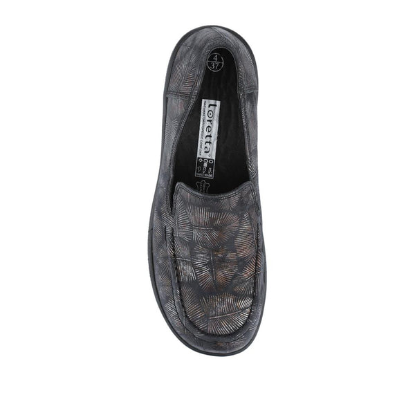 Pavers Loretta Smart Leather Loafers - Black-Metallic Print