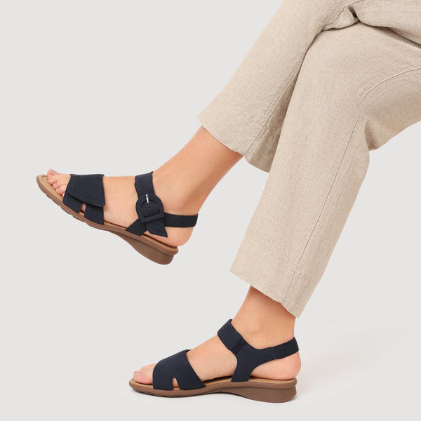 Pavers Marion Gabor Leather Dual-Fasten Sandals - Navy