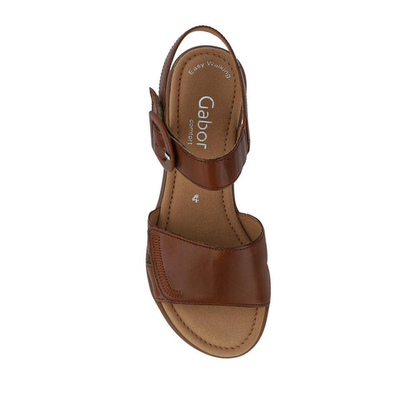 Pavers Marion Gabor Leather Dual-Fasten Sandals - Tan