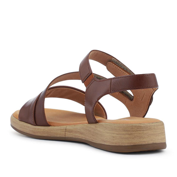 Pavers Oporto Gabor Leather Touch-Fasten Sandals - Brown