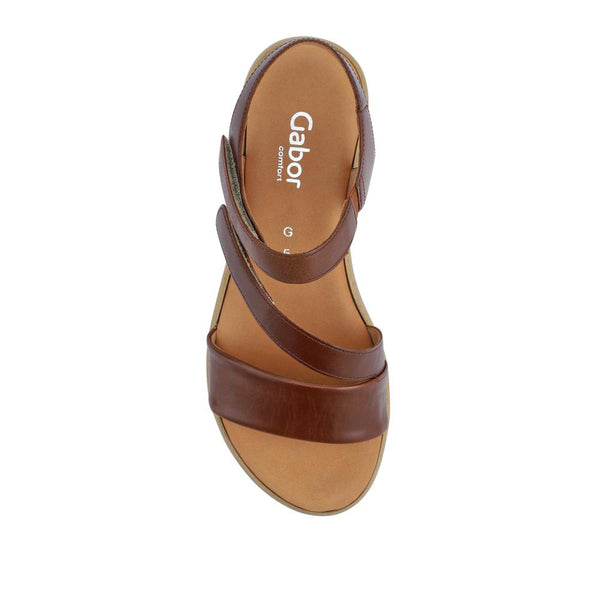 Pavers Oporto Gabor Leather Touch-Fasten Sandals - Brown