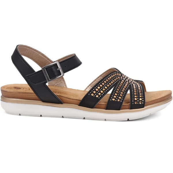 pavers Adjustable Buckle Sandals - Black