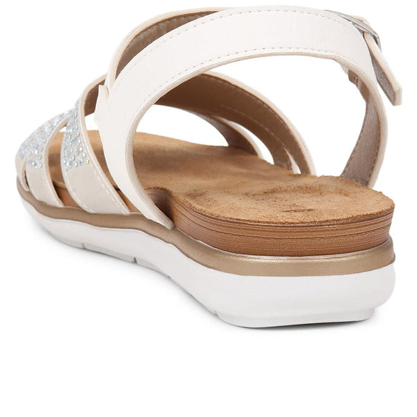 Pavers Adjustable Buckle Sandals - White