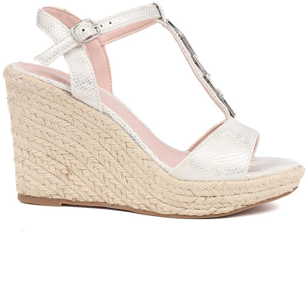 pavers Adjustable Espadrille Sandals - White Snake