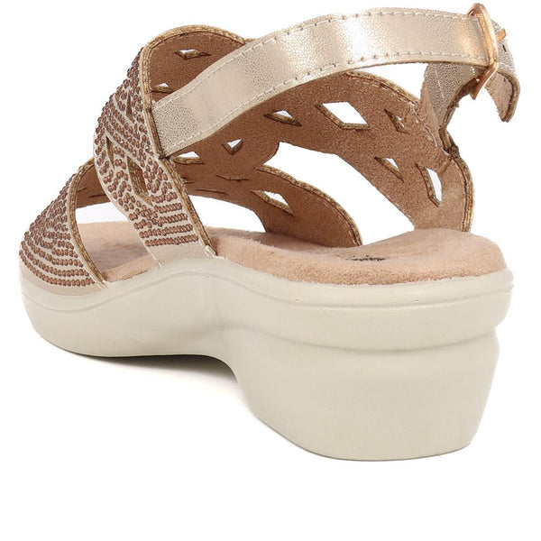 Pavers Adjustable Heeled Sandals - Gold
