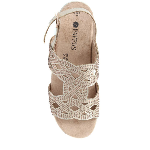 Pavers Adjustable Heeled Sandals - Gold