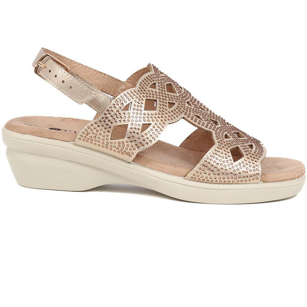 pavers Adjustable Heeled Sandals - Gold