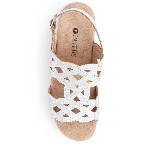 Pavers Adjustable Heeled Sandals - Silver