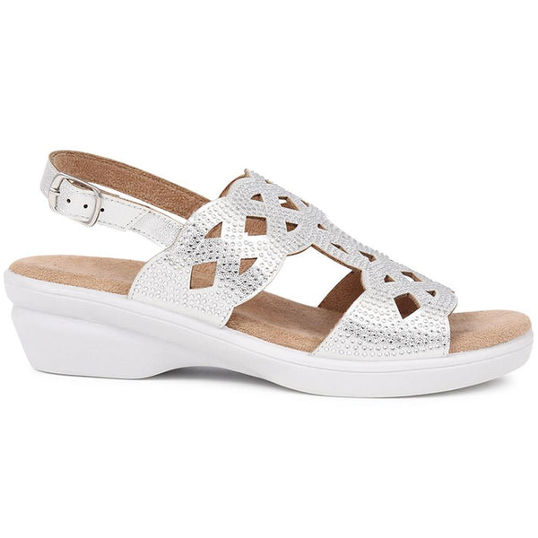 pavers Adjustable Heeled Sandals - Silver