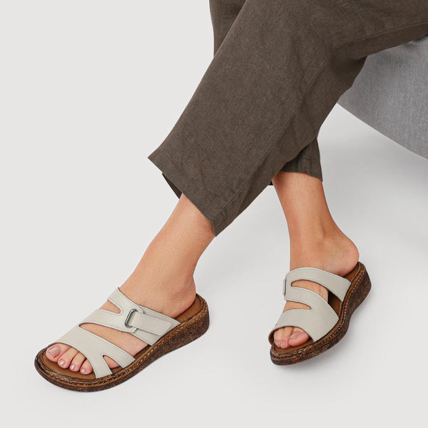 Pavers Adjustable Leather Mules - Beige