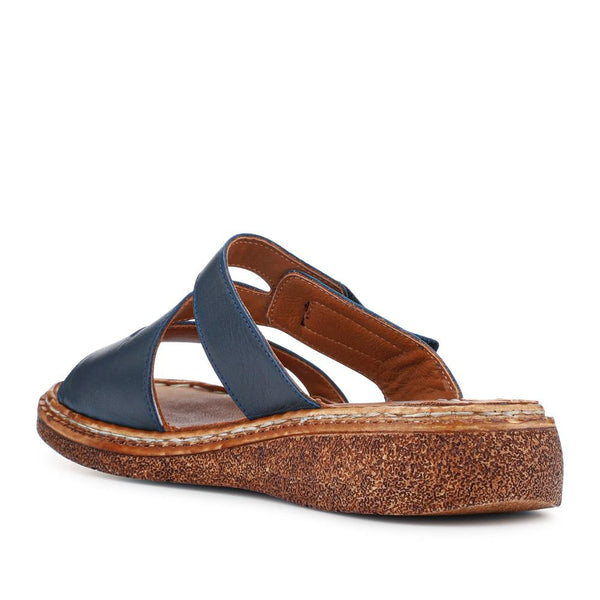 Pavers Adjustable Leather Mules - Navy