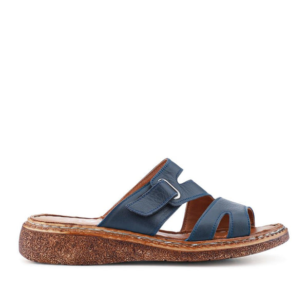 Pavers Adjustable Leather Mules - Navy