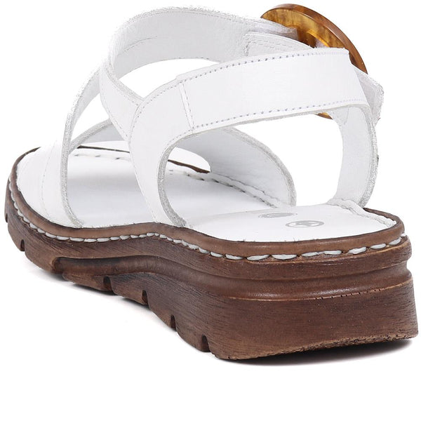 Pavers Adjustable Leather Sandals - White