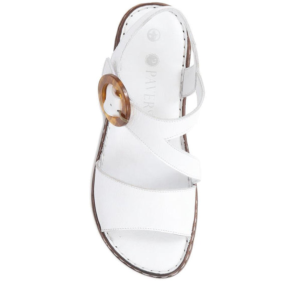Pavers Adjustable Leather Sandals - White