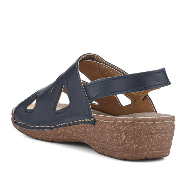 Pavers Adjustable Leather Slingback Sandals - Navy