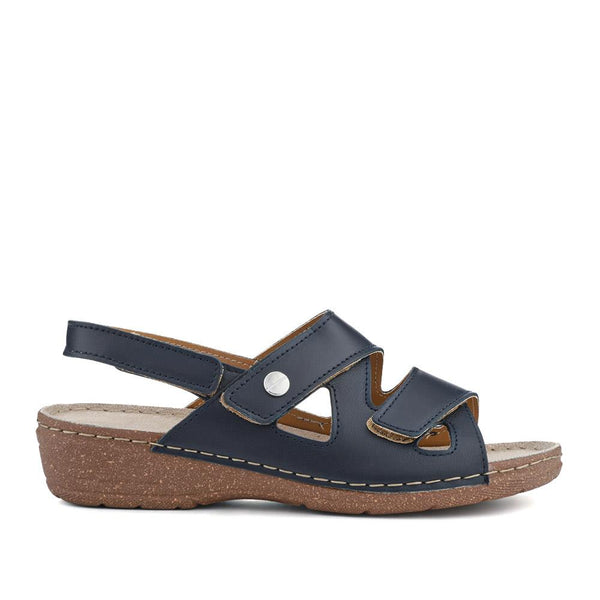 pavers Adjustable Leather Slingback Sandals - Navy