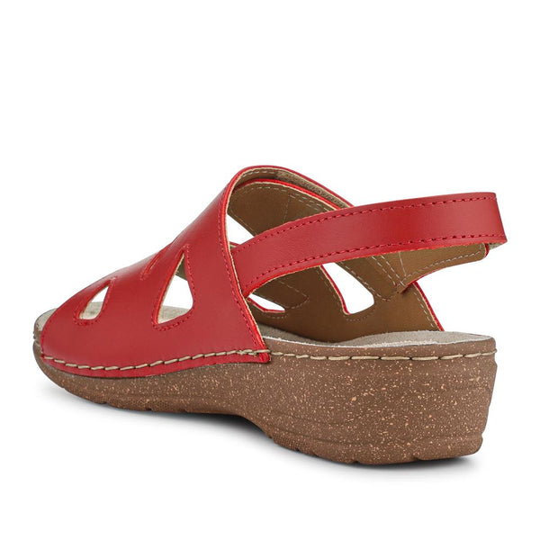 Pavers Adjustable Leather Slingback Sandals - Red