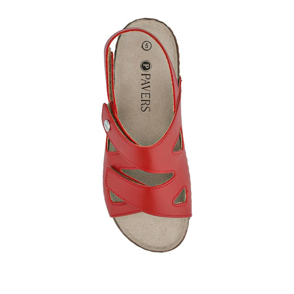 Pavers Adjustable Leather Slingback Sandals - Red