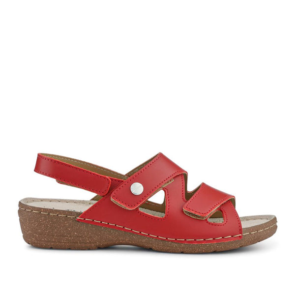 pavers Adjustable Leather Slingback Sandals - Red