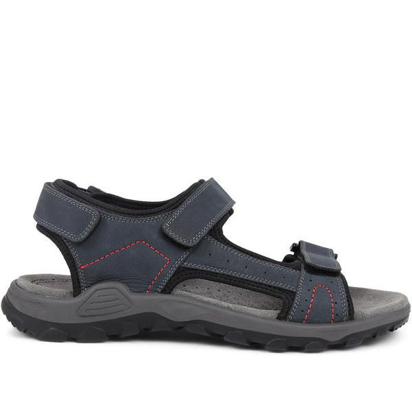 Pavers Adjustable Leather Walking Sandals - Navy