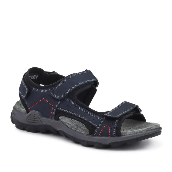 pavers Adjustable Leather Walking Sandals - Navy