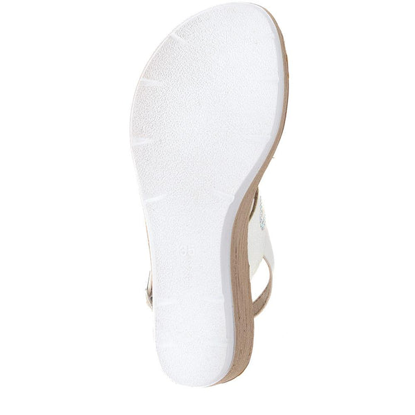 Pavers Adjustable Wedge Heel Sandals - White