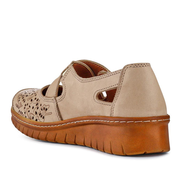 Pavers All-Leather Touch-Fasten Mary Janes - Beige