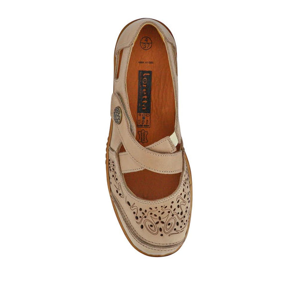 Pavers All-Leather Touch-Fasten Mary Janes - Beige