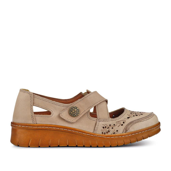 pavers All-Leather Touch-Fasten Mary Janes - Beige