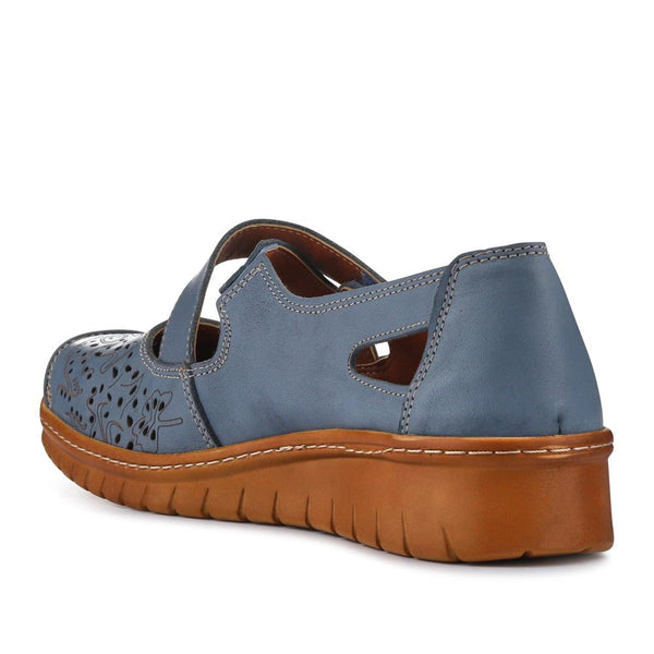 Pavers All-Leather Touch-Fasten Mary Janes - Denim