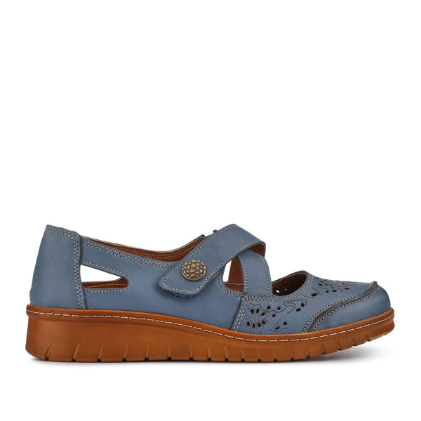 pavers All-Leather Touch-Fasten Mary Janes - Denim