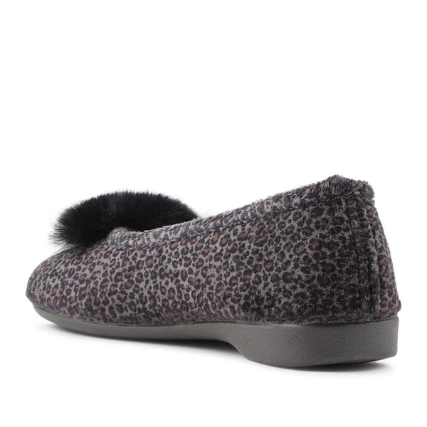 Pavers Ballerina Slippers - Grey Leopard