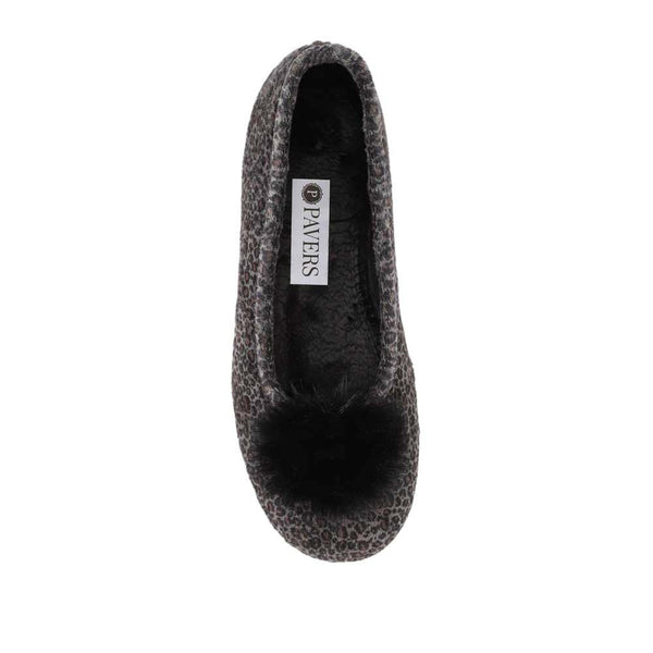 Pavers Ballerina Slippers - Grey Leopard