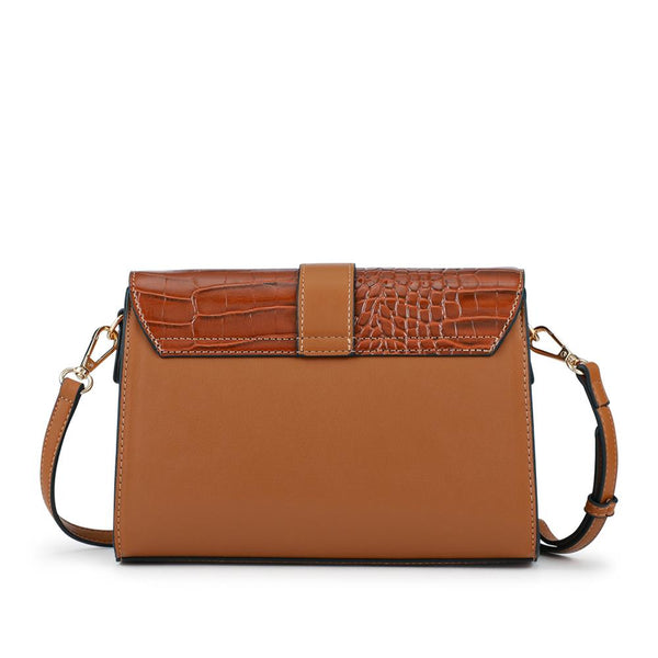 pavers Bellissimo Buckle Crossbody Bag - Tan Croc