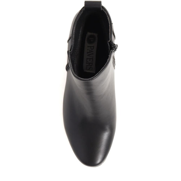 Pavers Block-Heeled Ankle Boots - Black