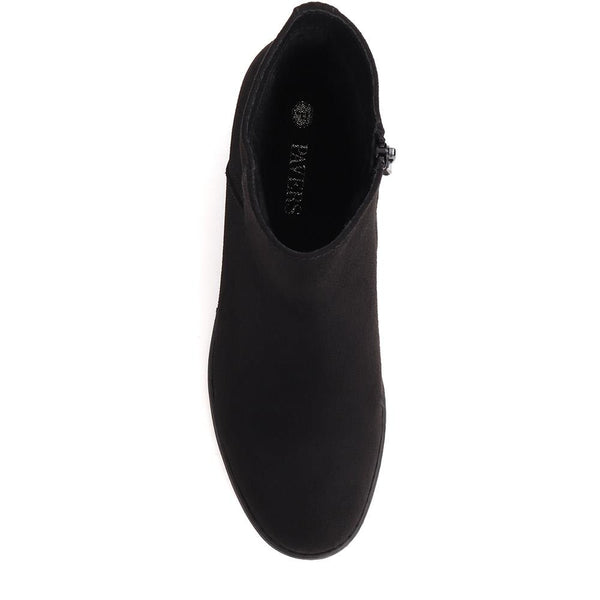 Pavers Block-Heeled Ankle Boots - Black Pu