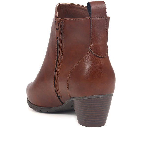 Pavers Block-Heeled Ankle Boots - Tan