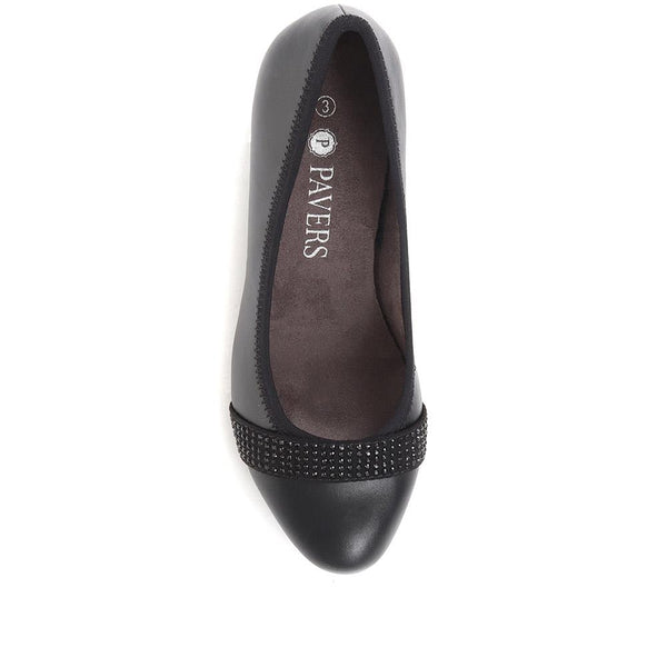 Pavers Block Heeled Court Shoes - Black