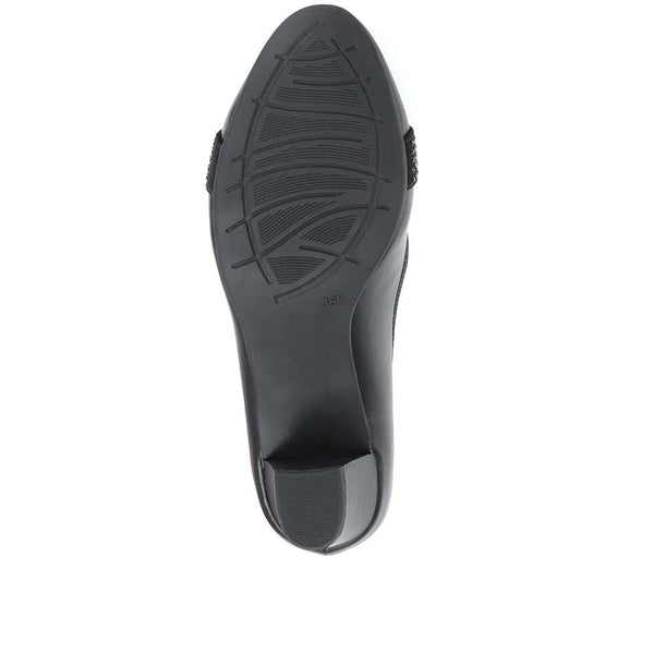 Pavers Block Heeled Court Shoes - Black