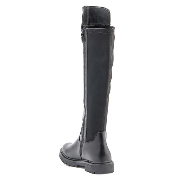 Pavers Block-Heeled Long Boots - Black
