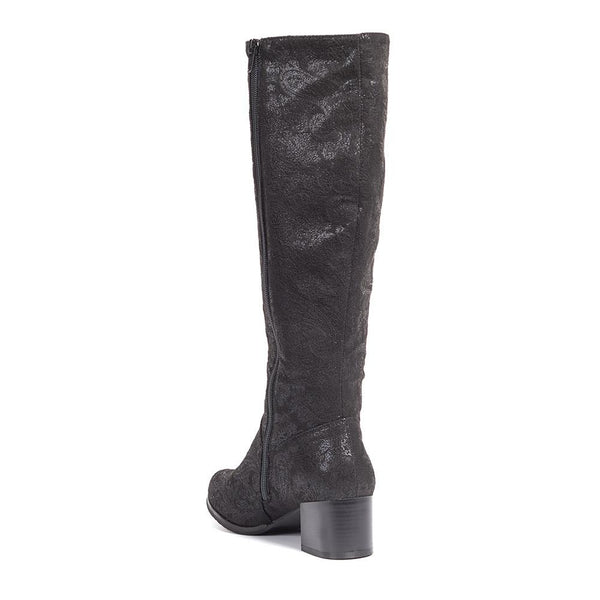 Pavers Block-Heeled Long Boots - Black