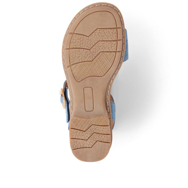 Pavers Block-Heeled Sandals - Denim