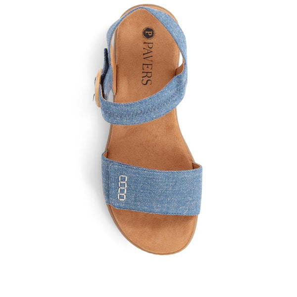 Pavers Block-Heeled Sandals - Denim