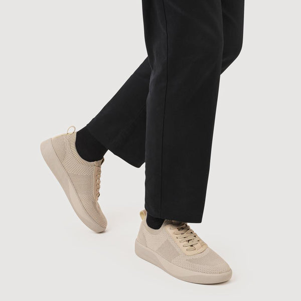 Pavers Breathable Chunky-Soled Lace-Ups - Beige