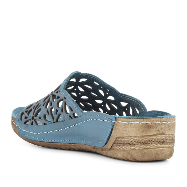 Pavers Breathable Cushioned Leather Mules - Denim