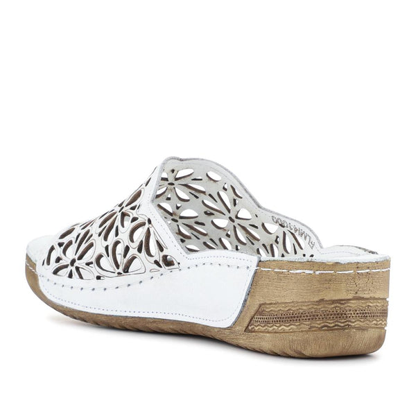 Pavers Breathable Cushioned Leather Mules - White